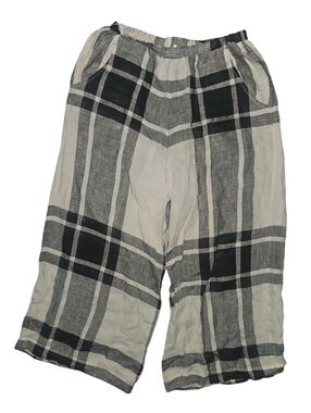 Alembika 100% Linen Wide Plaid Pants